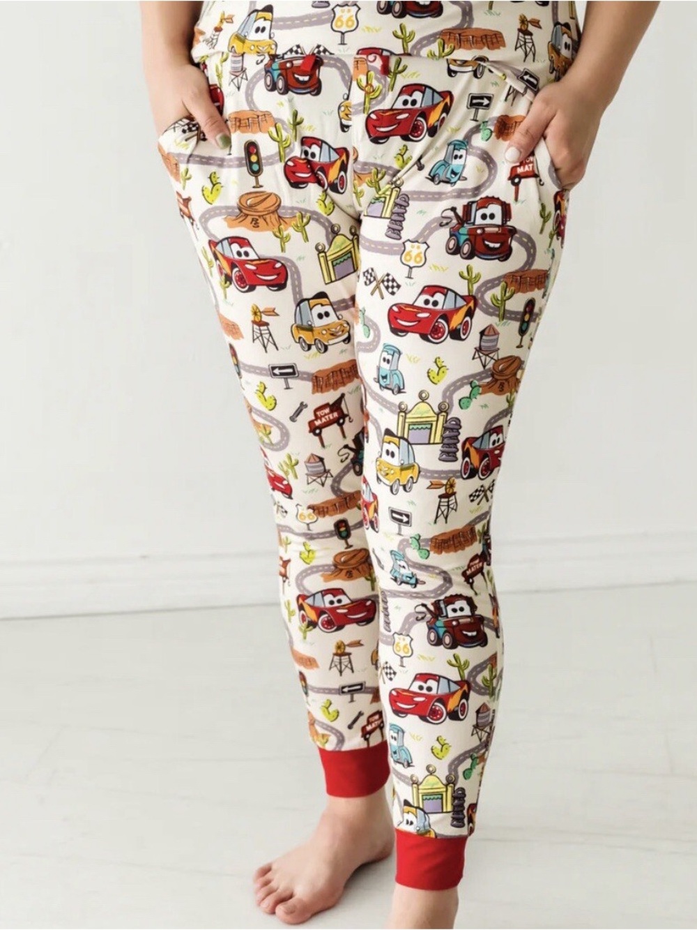 Little Sleepies Disney Pixar Cars Jogger Pants Size Large Adult Womens Bamboo